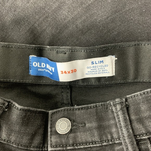 Old Navy Men Size 34 x 30 Jeans Black Denim Pants Slim Straight 360 Stretch - Picture 5 of 6